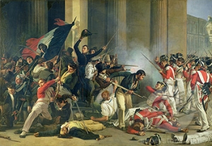 This shows the French rebels of the 1830 revolution killing many soldiers. This painting shows how at one point during this revolution the rebels were successful, which is shown by the celebrating citizens who killed soldiers.  Source: http://www.superstock.com/stock-photos-images/475-2601